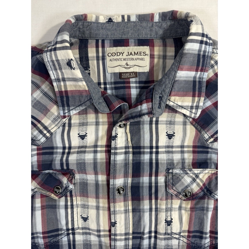 Cody‎ James Long Sleeve Western Cowboy Rodeo Shirt Black Pearl Snaps Men's XL